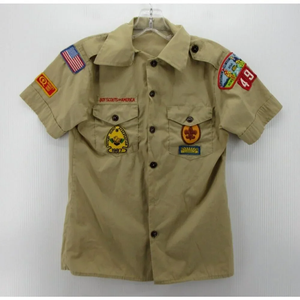 VINTAGE Boy Scouts of America Shirt Boys New York Uniform 1987 80s Patch*